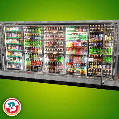 3D Model of Grocery Store Freezer Wall - 3D Render 3